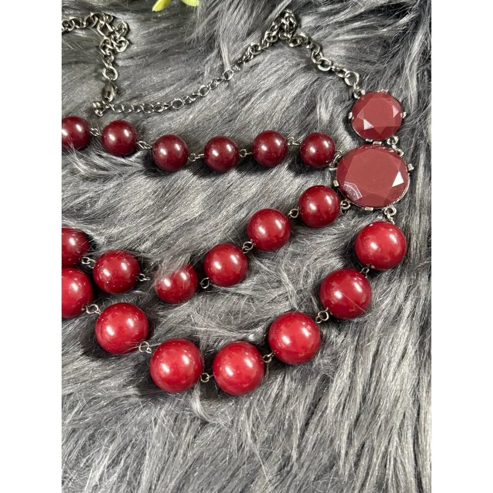 Lovely Red Stones Statement‎ Necklace (n1)